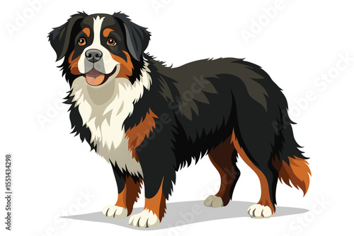 Detailed Vector Illustration of a Bernese Mountain Dog A Beautiful and Loyal Breed Known for its Gentle Nature