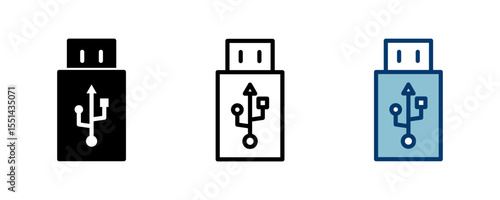Usb icon vector isolated on white background. Flash disk icon vector