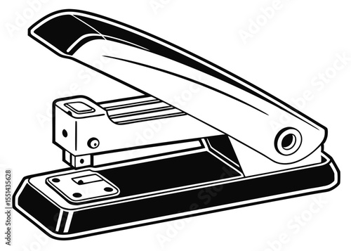 Vector silhouette of a stapler in open position isolated on white background