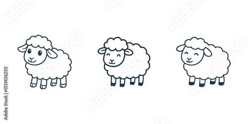 Minimal fluffy sheep cartoon icon for children’s storybooks branding farm themes and decor