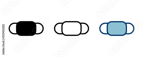 Mask icon vector isolated on white background. Man face with mask icon. Safety breathing masks. Industrial safety N95 mask. Medical mask vector icon.