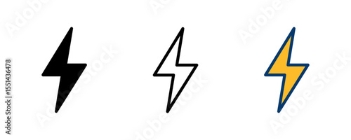 Lightning icon vector isolated on white background. Bolt icon vector. Energy and thunder electric icon