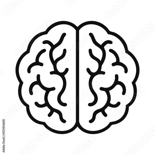 Human Brain Black White Outline Icon