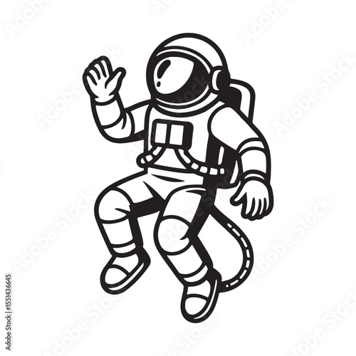 Minimalist space explorer character design for decals logos or prints