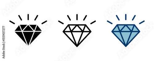 Diamond icon vector isolated on white background. Diamond vector icon. Gemstone symbol