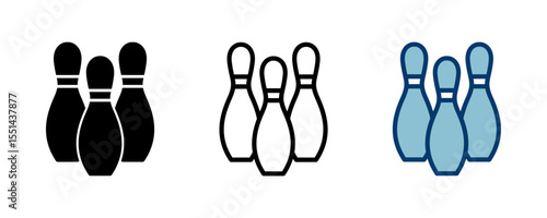 Bowling game Pin Icon vector isolated on white background. Bowling icon, ball and pin