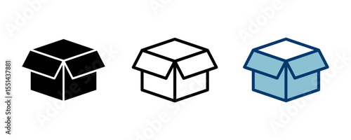 Box icon vector isolated on white background. Cardboard box, packaging open. Box vector icon