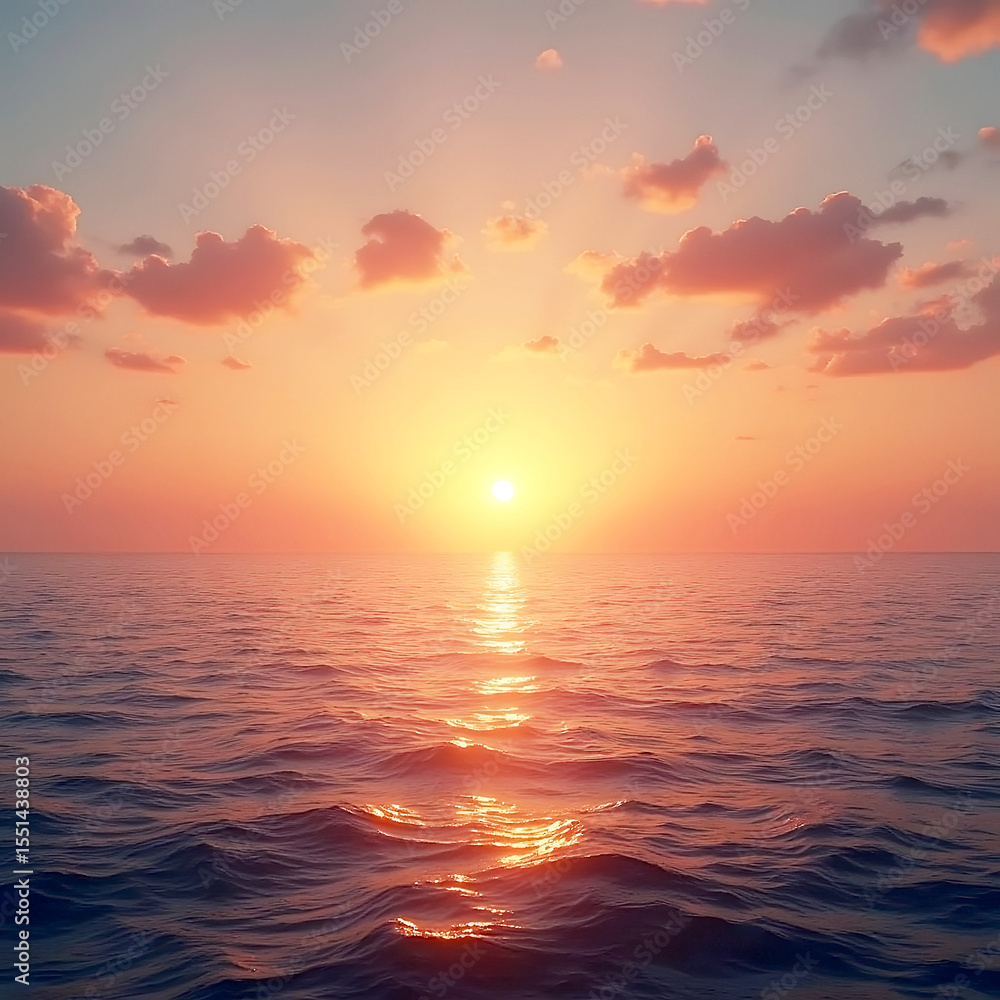 Obraz premium AI illustration sea sunrise ,realistic photo