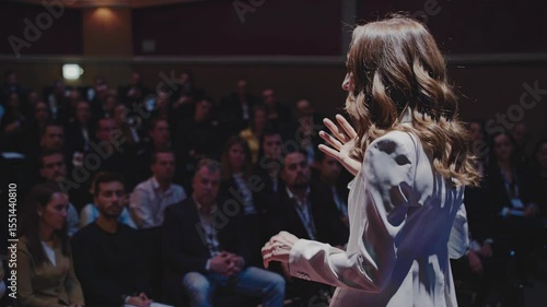 Captivating woman Speaker Powerful Presentation Conference Audience