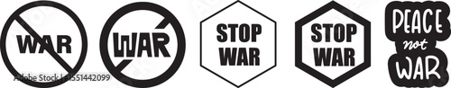 Printable vector illustration of no war symbol