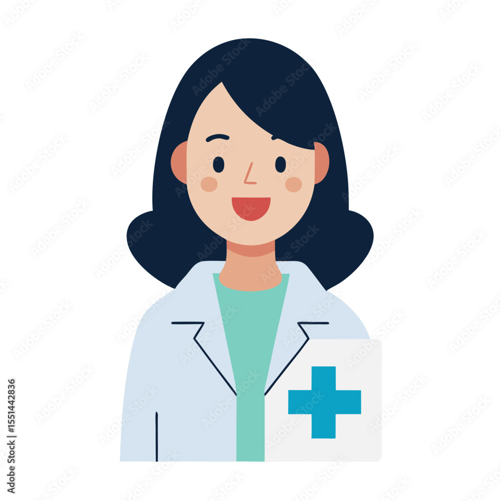 Fototapeta premium Woman doctor vector icon on white background.