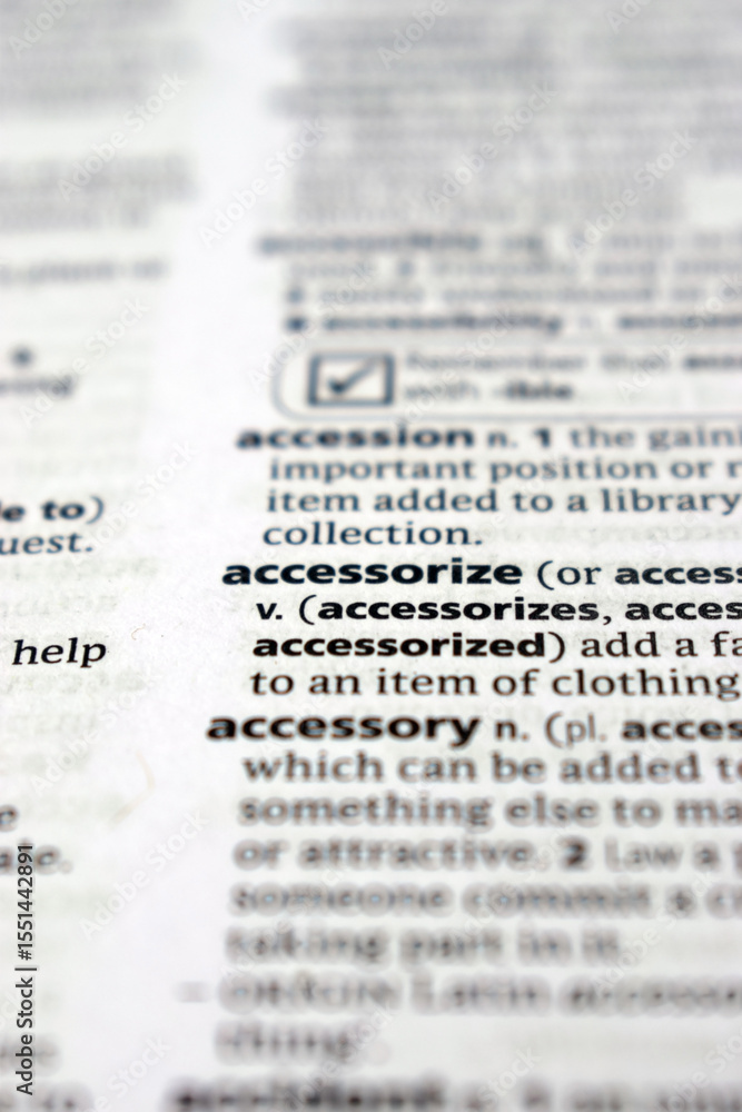 Obraz premium English Definition Dictionary Of Printed Word - Accessorize Close Up