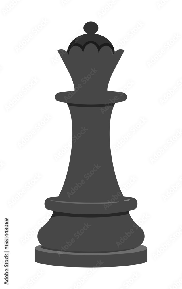 Isolated Gray Chess Queen Piece on White Background in Flat Vector Design Isolated Gray Chess Queen Piece on White Background in Flat Vector Design
