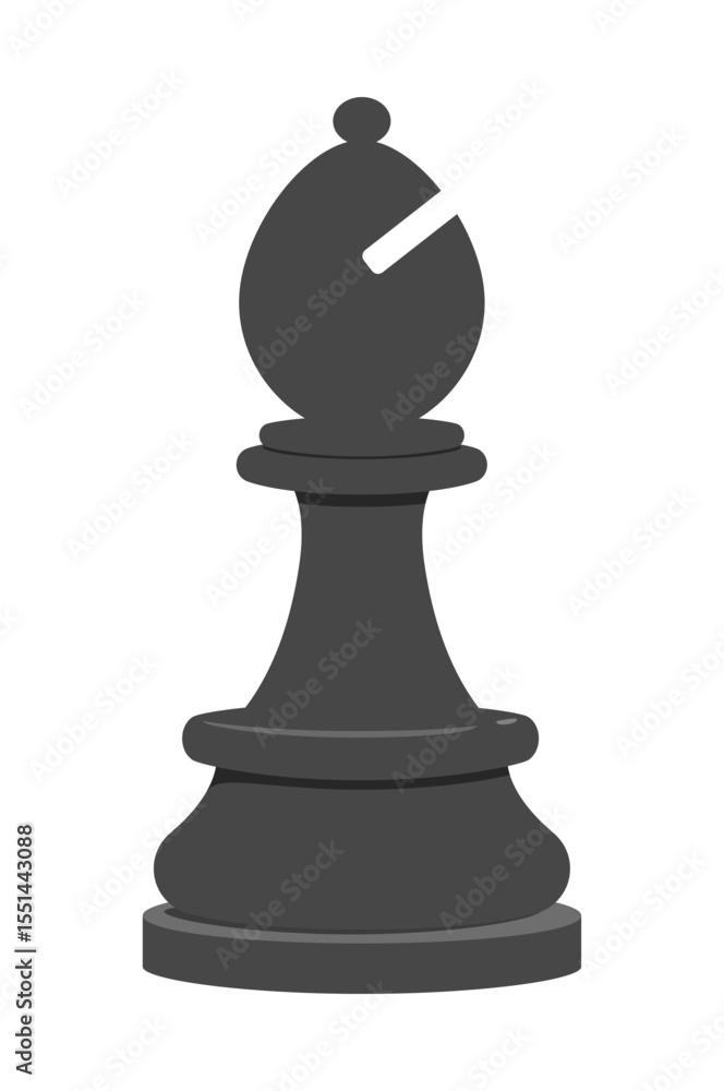 A single chess bishop piece standing tall in a minimalist illustration art style, isolated A single chess bishop piece standing tall in a minimalist illustration art style, isolated