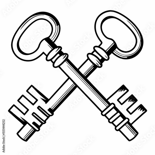 Crossed Keys Illustration Vintage Style Security and Access Concept