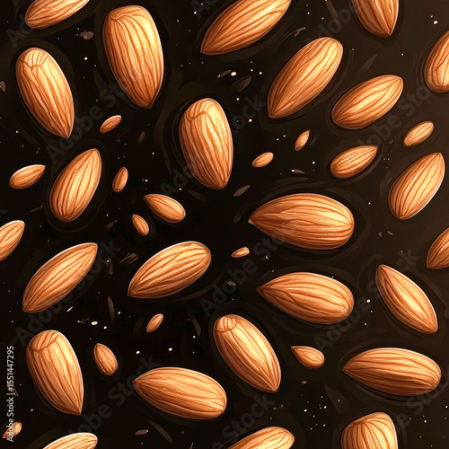 almond seeds, dark background