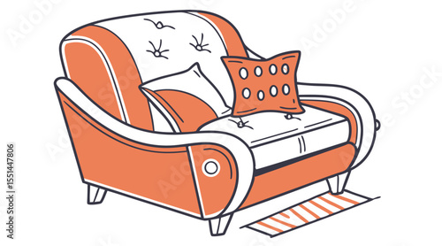 Cartoon Orange Armchair Vector Illustration
