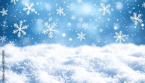 Wallpaper Mural Winter Snowflakes Falling On Snow Torontodigital.ca