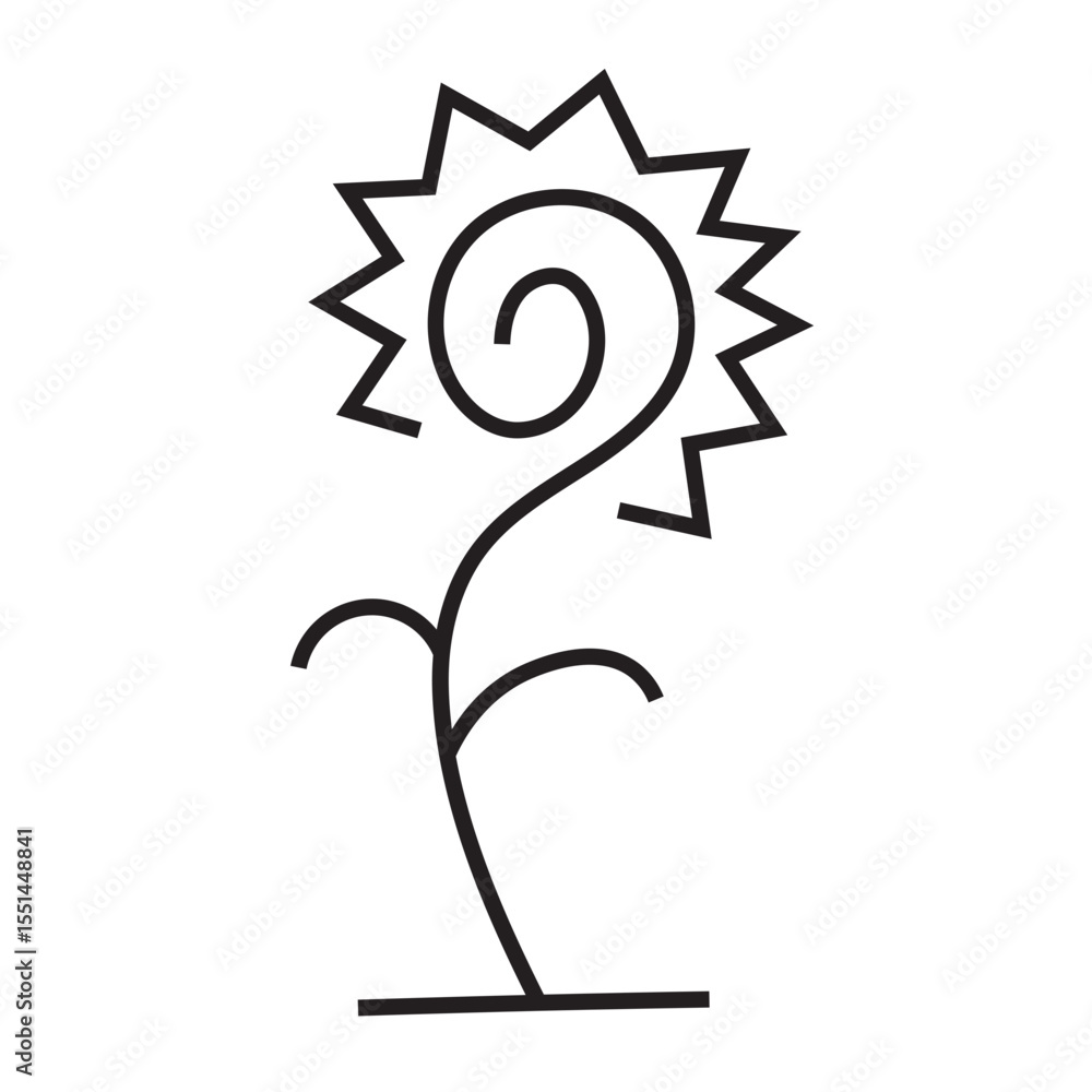 Obraz premium Stylized Sunflower line Icon