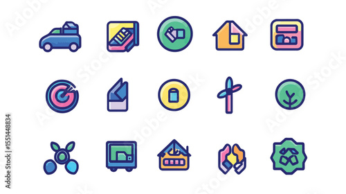 Climate Change Icon Set Renewable Energy, Carbon Footprint, and Eco-friendly Solutions, Climate Change