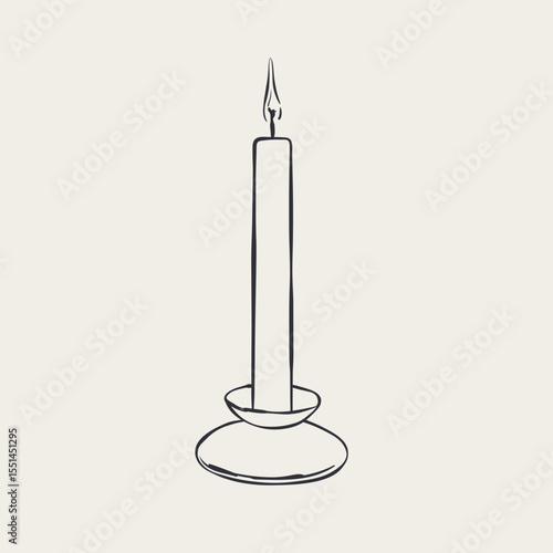 Vintage candle holder in contemporary line art style.