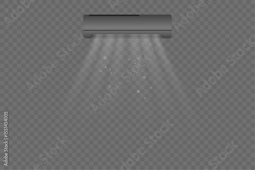 Abstract light blowing effect from air conditioner, air purifier or humidifier. Air conditioner with cold wind effect. Wind Wave Effect. Realistic movement of a thin stream of water