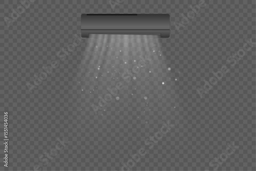Abstract light blowing effect from air conditioner, air purifier or humidifier. Air conditioner with cold wind effect. Wind Wave Effect. Realistic movement of a thin stream of water