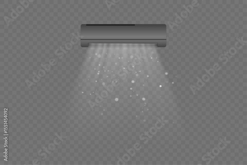 Abstract light blowing effect from air conditioner, air purifier or humidifier. Air conditioner with cold wind effect. Wind Wave Effect. Realistic movement of a thin stream of water