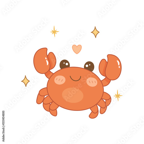 Cancer zodiac sign with cute smiling crab