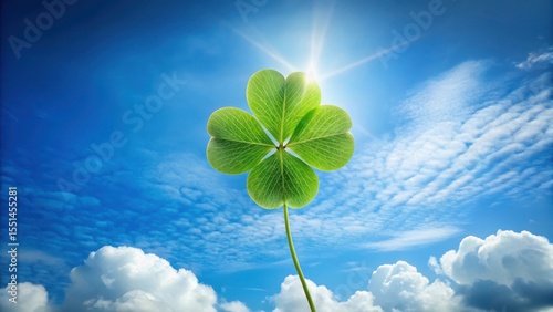 A lush green clover leaf with intricate veins in a top view