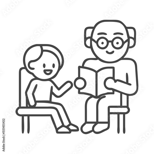 An engaging scene of a grandparent reading to a child, highlighting the joy of storytelling across generations.