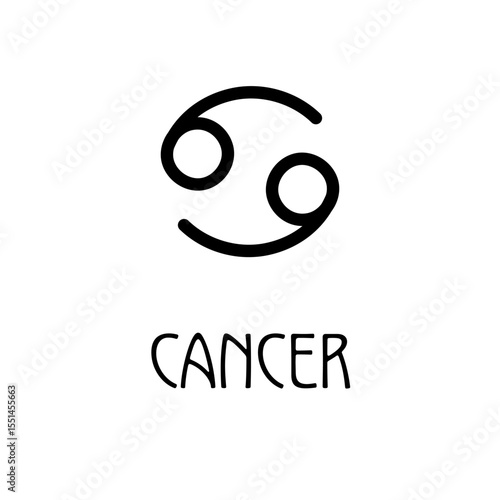 Cancer zodiac symbol in minimalist black outline style