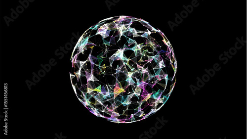 Vector sci-fi colors sphere with particles and lines. Concept network connection. Frame sphere. Abstract technology background.