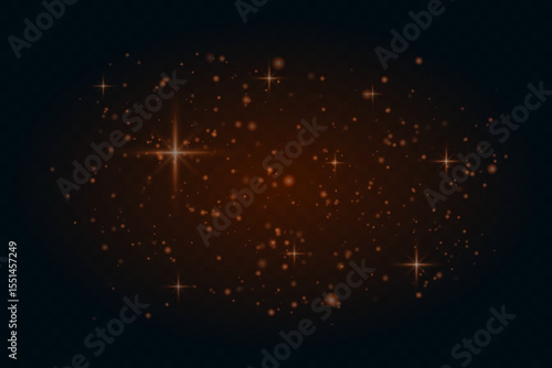 Glowing light particles and star flares scattered across dark background. Soft dreamy light sparkles for festive or magical visuals.