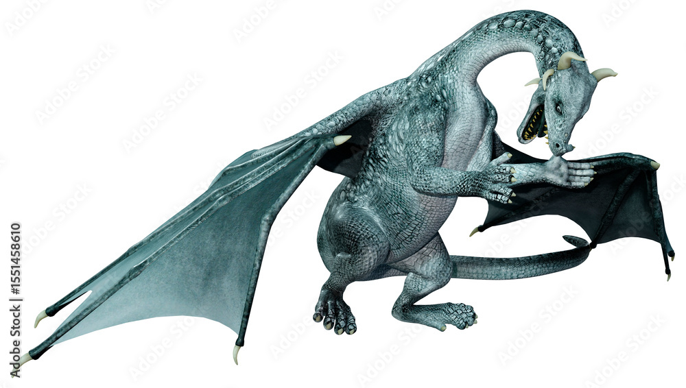Fototapeta premium 3D Rendering Fairy Tale Dragon on White