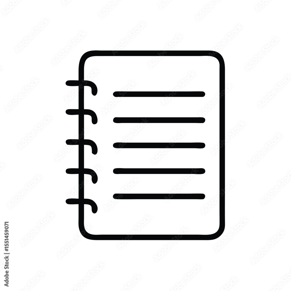 Notebook vector icon for notes taking and organization simple outline style for web and mobile design use Notebook vector icon for notes taking and organization simple outline style for web and mobile design use