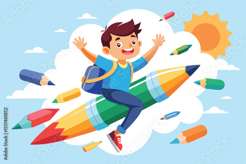 Cartoon vector illustration of a businessman running away with money, a fun and successful character