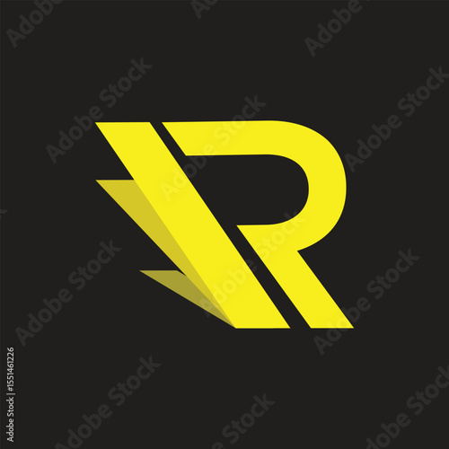 Bold Yellow Letter R Logo – Modern Monogram Symbol on Black Background