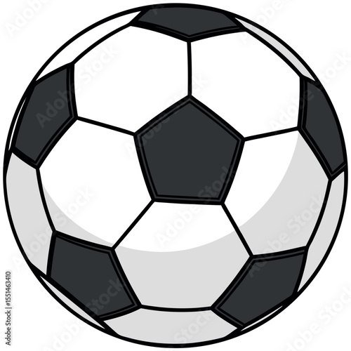 Classic black and white soccer ball design isolated on white background