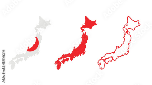 Set of japan map isolated on white background, vector illustration design