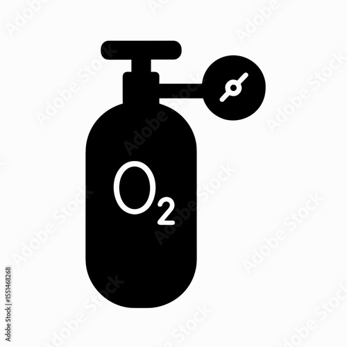 Oxygen tank icon with pressure gauge in solid black style