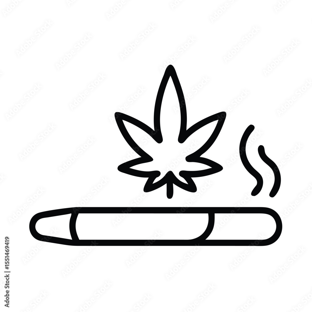 Marijuana leaf and joint illustration for medical cannabis and weed smoking concept vector icon design Marijuana leaf and joint illustration for medical cannabis and weed smoking concept vector icon design