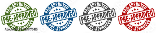 pre-approved stamp. pre-approved round stamp set isolated on white background