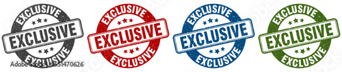 exclusive stamp. exclusive round stamp set isolated on white background