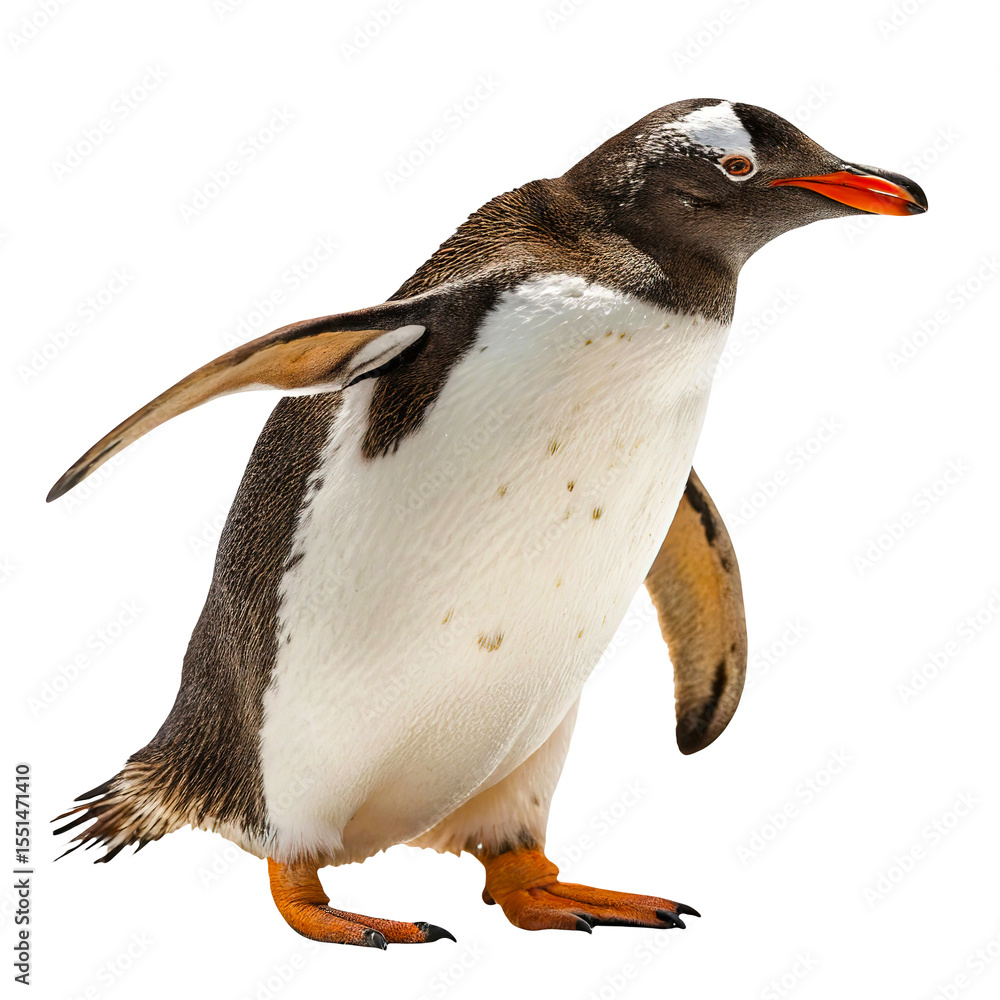 Fototapeta premium Penguin PNG Cute Antarctic Bird Isolated on White Background