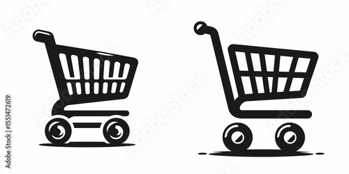 Trolley. Furniture Interior Decoration Cartoon Animal Clipart Line Art Vector Illustration. Wheeled cart for goods baggage or moving equipment on journeys.