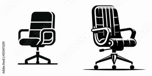 Office Chair. Furniture Interior Decoration Cartoon Animal Clipart Line Art Vector Illustration. Ergonomic desk seat for workday comfort at home or the job.