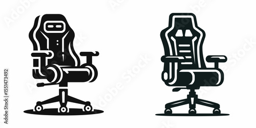Gaming Chair. Furniture Interior Decoration Cartoon Animal Clipart Line Art Vector Illustration. Ergonomic player seat for pc usage comfortable home pastime furnishing.