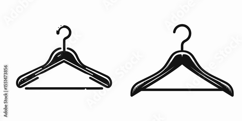 Clothes Hanger. Furniture Interior Decoration Cartoon Animal Clipart Line Art Vector Illustration. Garment support hook closet storage device for attire and wardrobe item.