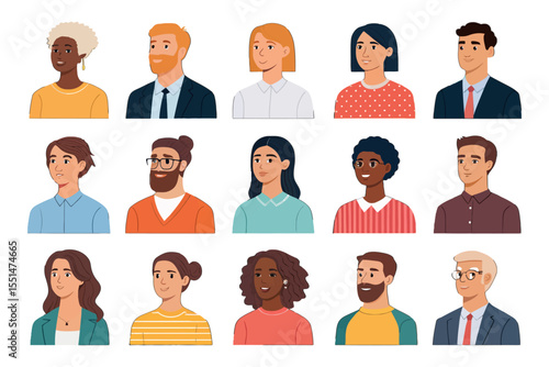 People Portrait Collection: A compilation of various portrait illustrations, capturing the diversity of individuals, each unique with their distinct characteristics and facial expressions.